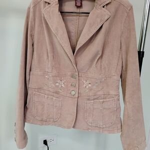 Vintage Jones Wear stretch corduroy blazer, size 8, in color mauve